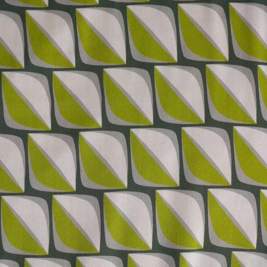 Preview: Viskose Stretch Druck grafische Quadrate hellgrün grau beige